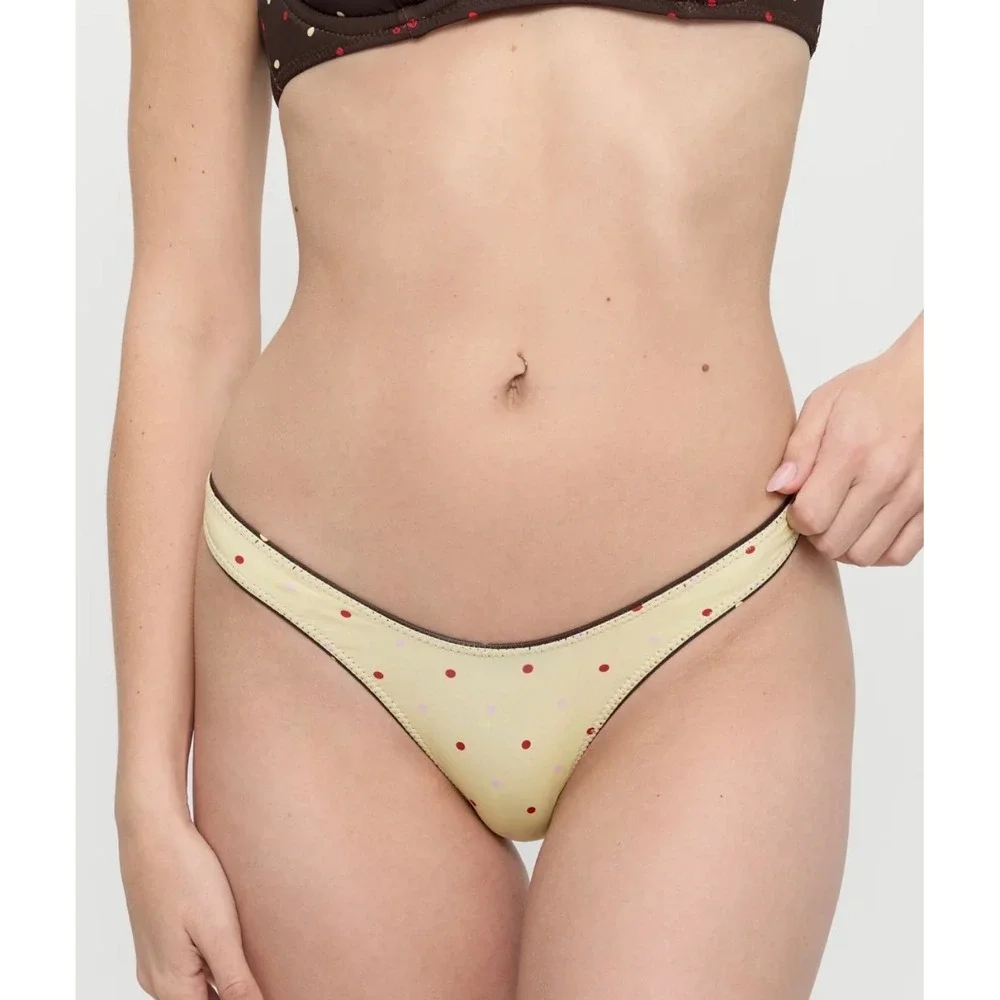Frankie's Bikinis Full Moon Reversible Satin Bikini Bottom Honey Bug Color New
